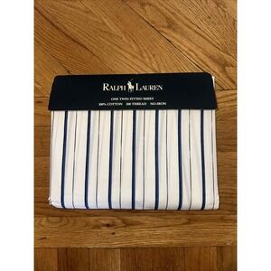 Ralph Lauren Jonquil Blue Stripe One Twin Fitted Sheet